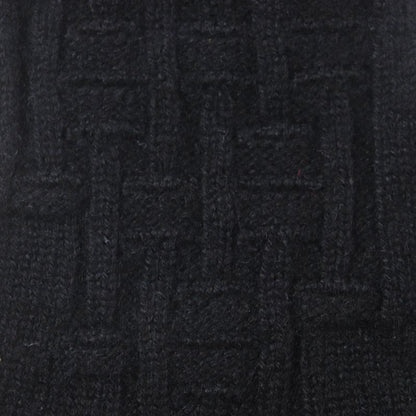 Hermes 17202g 100% Cashmere NOIR Black H Pattern Knitting Gloves Black S Made
