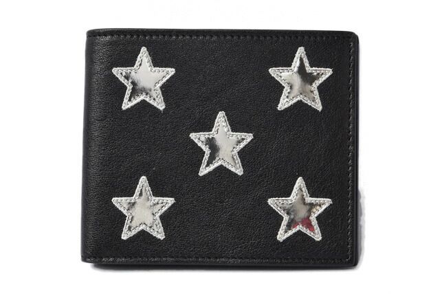 Saint Laurent Wallet YSL Saint Laurent Men's Foldable Wallet Star Leather Black