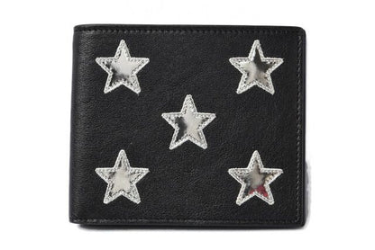 Saint Laurent Wallet YSL Saint Laurent Men's Foldable Wallet Star Leather Black