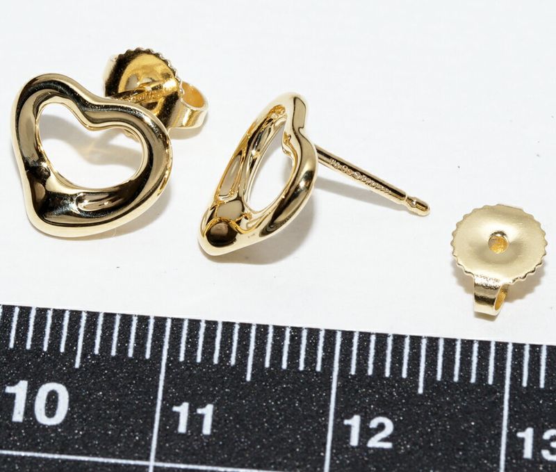 Tiffany & Co Earrings 18K Yellow Gold Elsa Peretti Open Heart Earrings