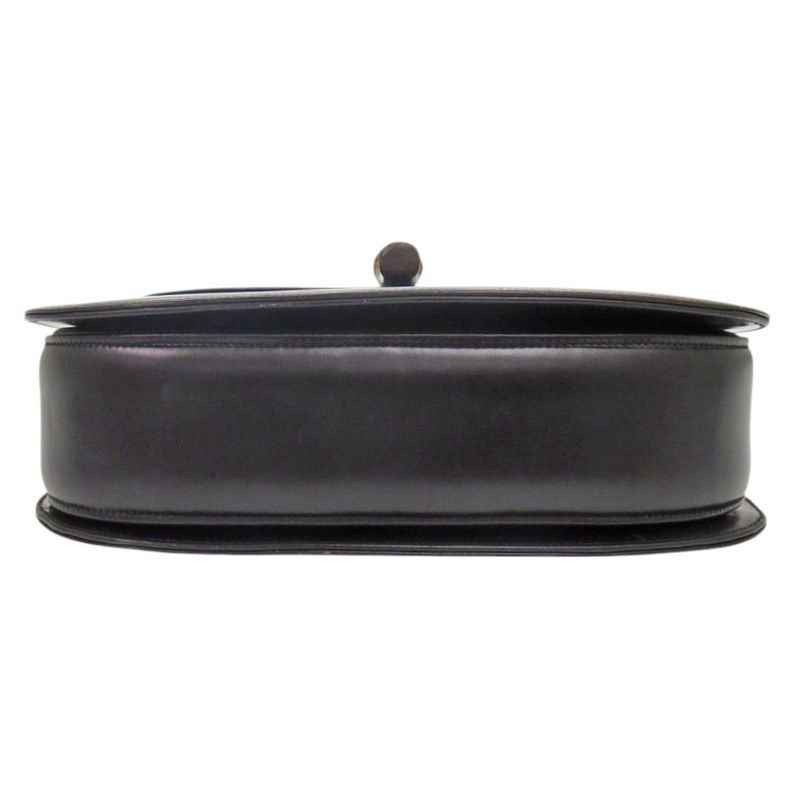 Gucci Bamboo Turnlock Vintage Leather Black Handbag Black 0715 Gucci