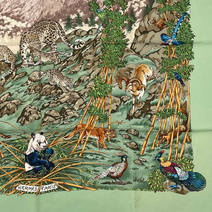 Hermes Carre 90 Sichuan Silk Scarf Green