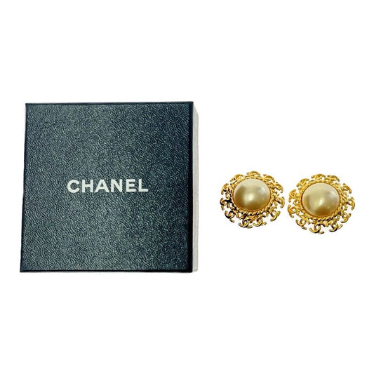 Chanel GP Faux Pearl 95a Coco Mark Earrings Gold 412394 Earrings