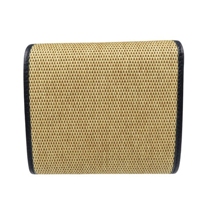 Gucci Horsebit 621891 Canvas Leather Gold Hardware Beige Black Bifold Wallet