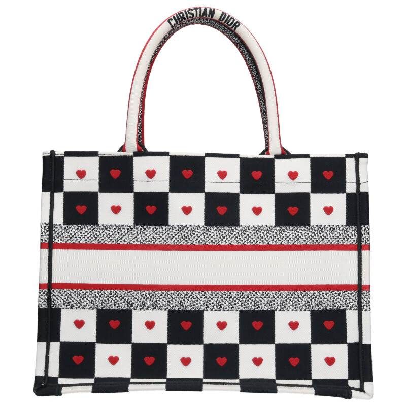 Dior BOOK TOTE Book Tote Heart Pattern Embroidery Logo Tote Bag Women M