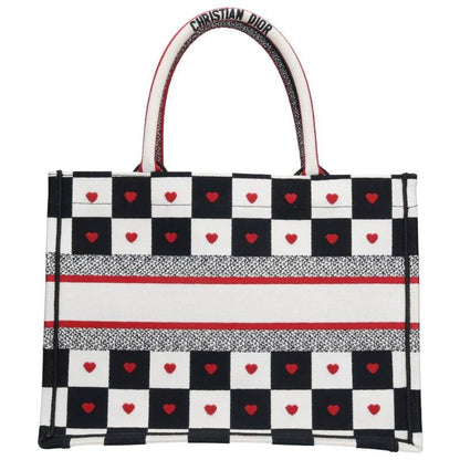 Dior BOOK TOTE Book Tote Heart Pattern Embroidery Logo Tote Bag Women M