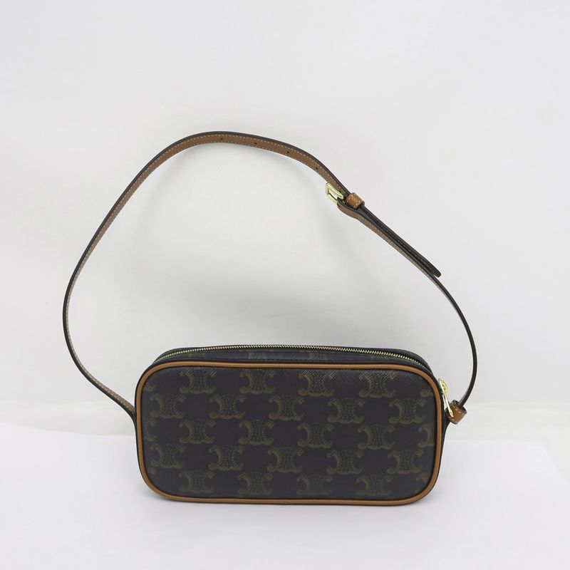 Celine Mini Camera Triomphe Shoulder Bag Pouch Bag Brown Multicolor