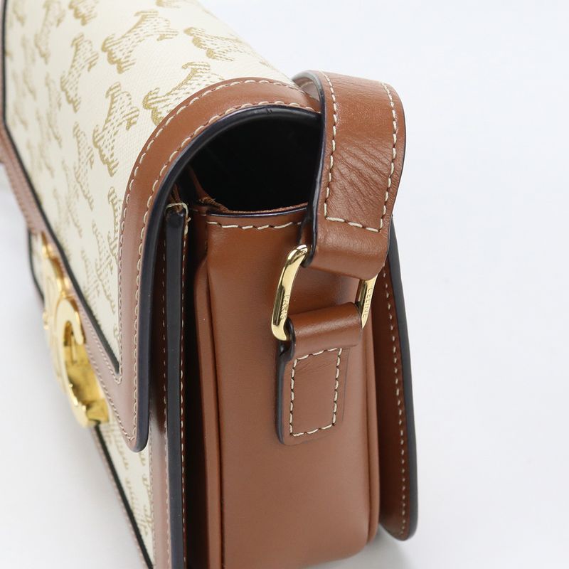 Celine Teen Triomphe Bag Triomphe Canvas 18888 2BZ4 01BC Shoulder PVC Calf