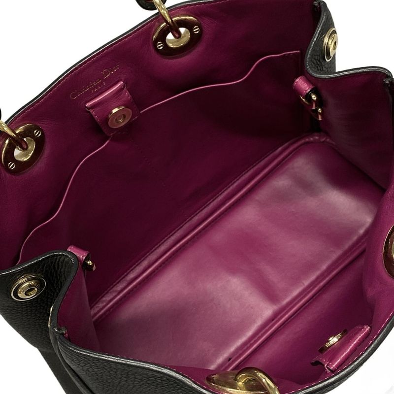 Dior/christian Dior Tote Bag Diorissimo Black Leather