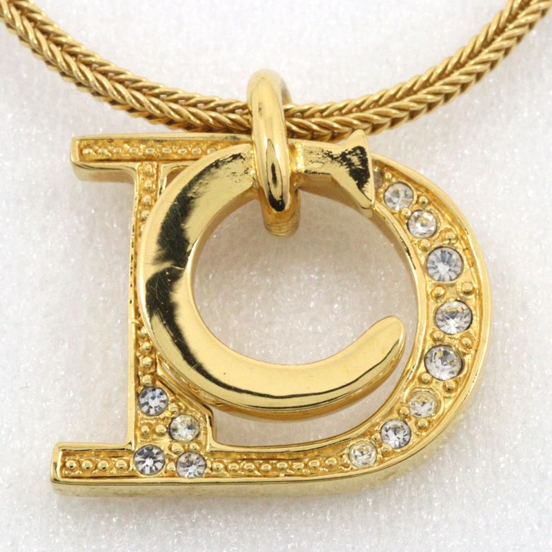 [dior] Christian Dior DC Gold Plated And Rhinestone Ladies 7.8g Necklace