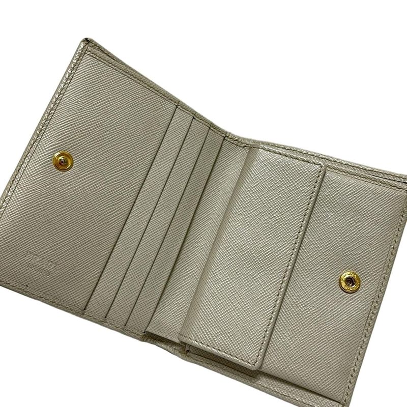 Prada Bifold Wallet - Beige Leather