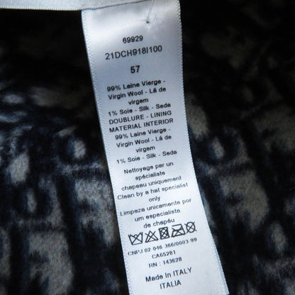 Christian DIOR 21dch918i100 Wool Silk Oblique Cap Dark Navy 57 Made In Italy