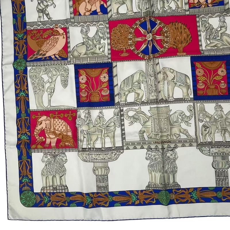 Hermes Silk Scarf Carre 90 Torana White