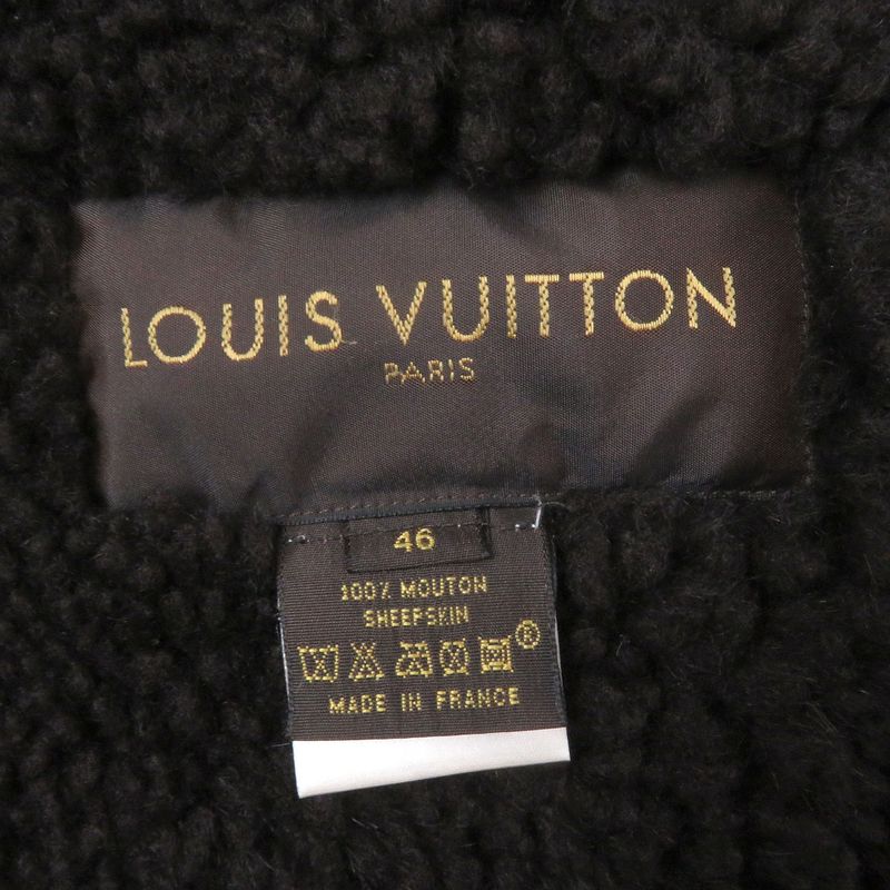 Louis Vuitton 100% Sheepskin Long Length Mouton Coat Brown 46 Made In France