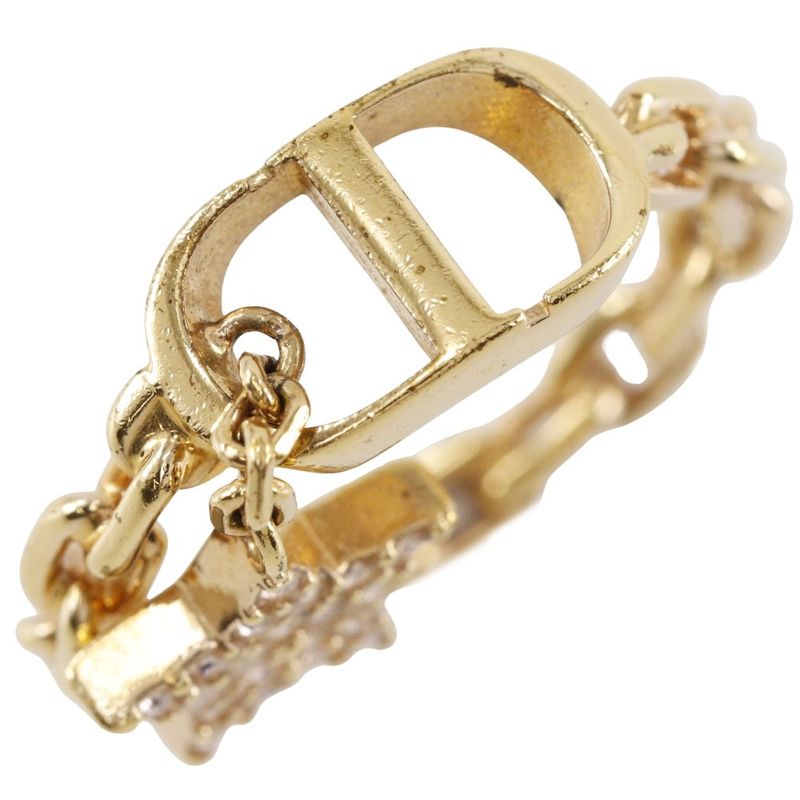 [dior] Christian Dior Star Gold Plated And Rhinestone #11 Ladies 2.6g Ring