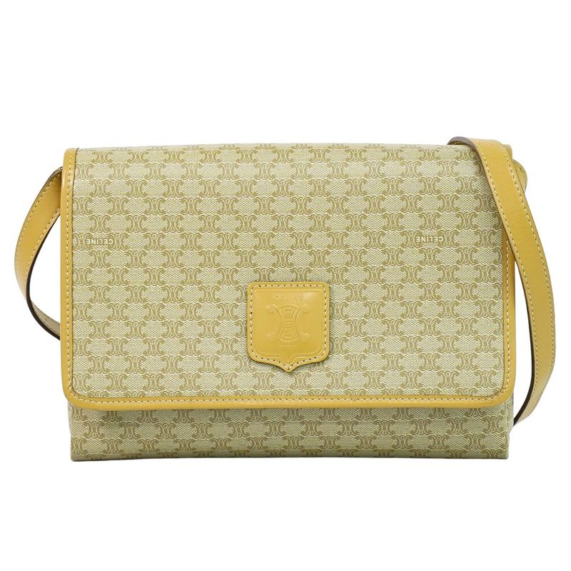 Authentic Celine Macadam Shoulder Bag Pochette PVC Beige Macadam Bag Pre-owned