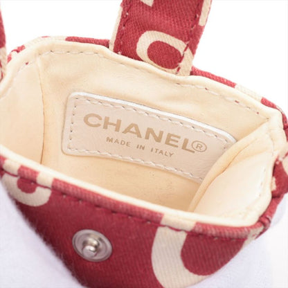 Chanel Canvas X Leather Vichy Line Bag Attached Pouch Red X Ivory Made In Italy