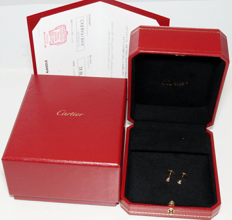 Cartier Earrings 18K Yellow Gold 2P Diamonds (026ct) D'amour Earrings MM