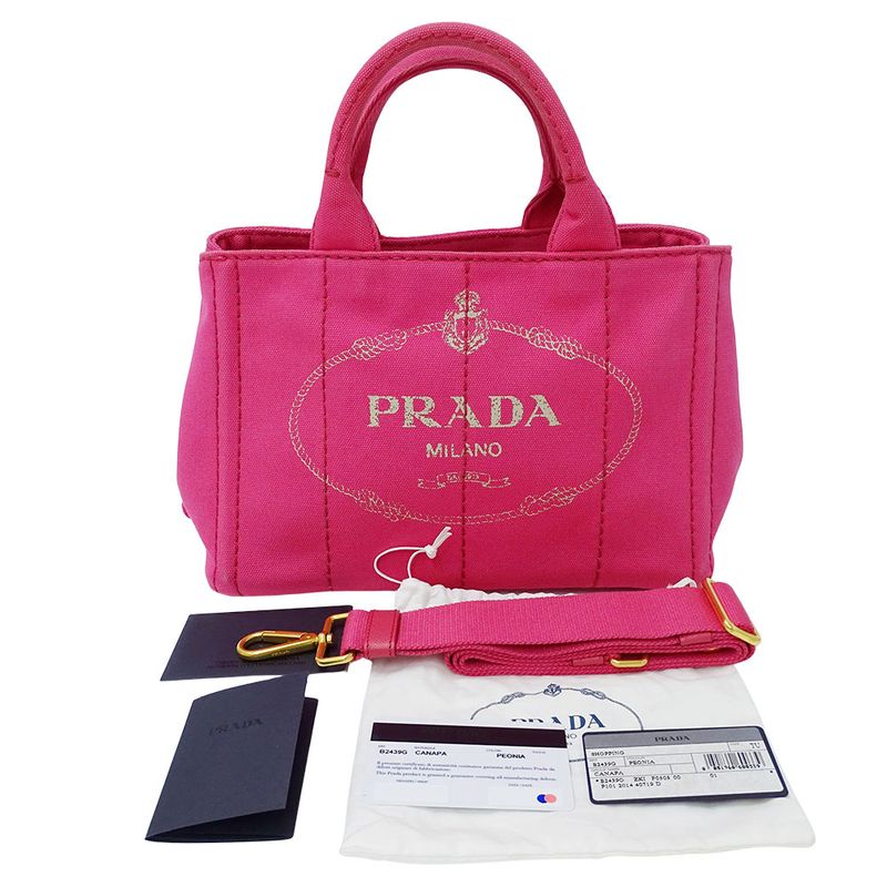 Prada Bag Women's Brand Handbag Shoulder Bag 2way Canvas Canapa Mini Pink