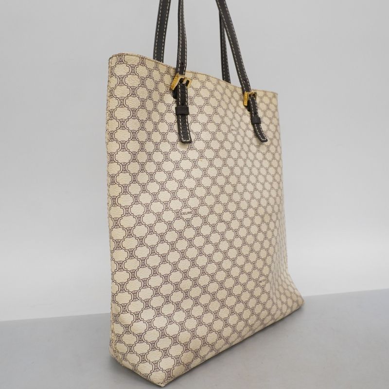 Celine Tote Bag Macadam PVC White Gold Hardware Women