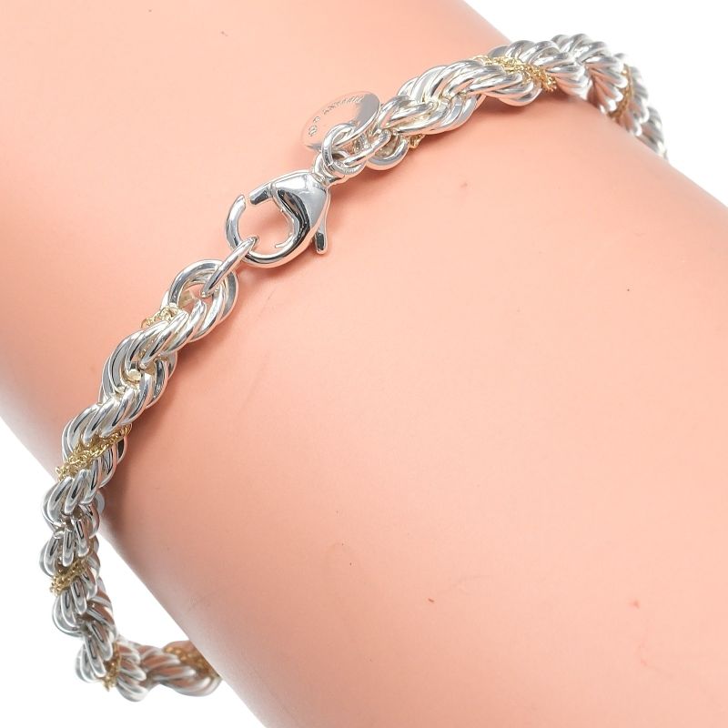 Tiffany & Co Twisted Silver 925 X 18K Yellow Gold Ladies 13.56g Bracelet