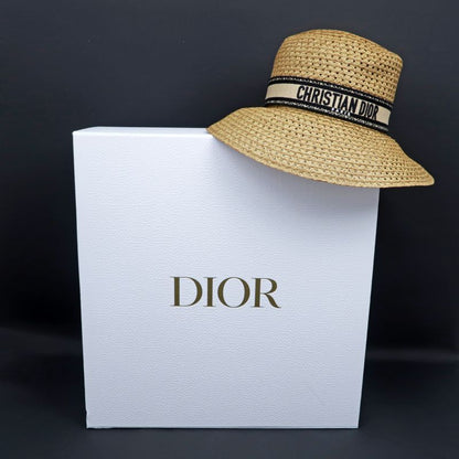 Dior D Bobby Wide Brim Hat 34dbp924g153 Beige Black Size 57 Hat