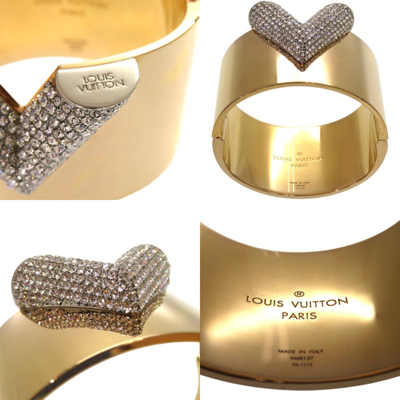 Louis Vuitton Escential V M68157 GP Rhinestone Gold Bangle LV 1002 Louis Vuitton