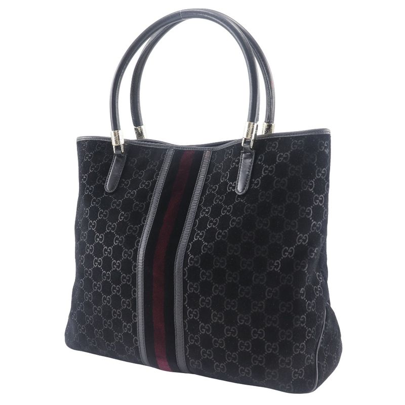 Gucci GG Sherry Line 162160 Suede Black Unisex Tote Bag