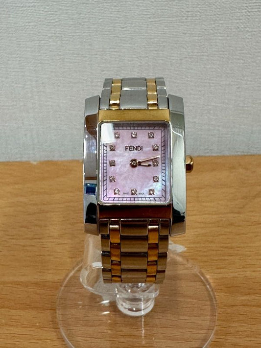 Fendi 7000l Quartz Watch Shell Dial Diamonds Working A25-2017
