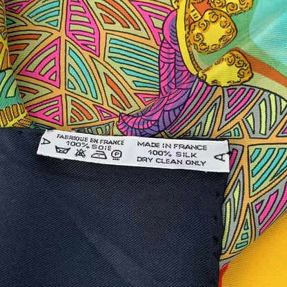 Hermes Carre 90 Artdessteppes Step Art Scarf Black Silk Black