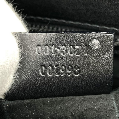Gucci 001 3071 Shoulder Bag Leather Black Chic Vintage With Mirror Billfold