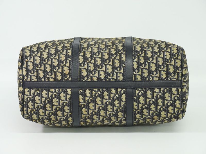 Authentic Christian DIOR Trotter Boston Bag Handbag Travel Bag Canvas Navy