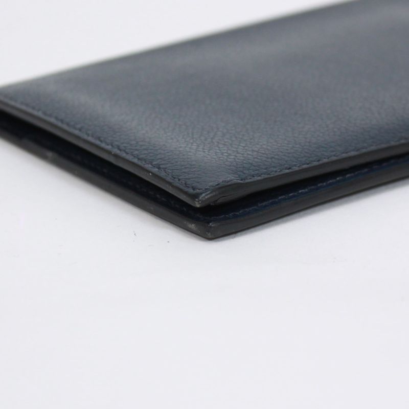 Hermes Long Wallet Evercolor Leather Navy Wallet