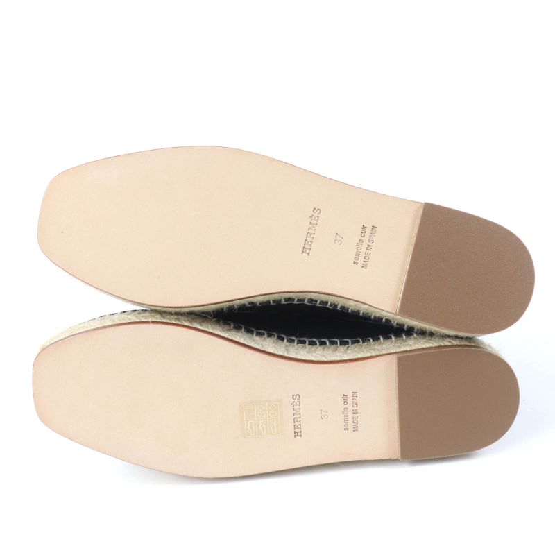 Hermes 231140z Chaine D'ancre Ankle Ribbon Denim Slip-on Indigo 37 With Box And