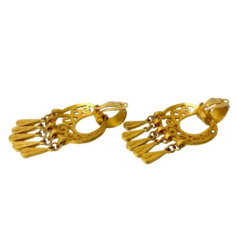 Chanel Vintage Coco Mark Earrings Ear Cuff Accessories 95P