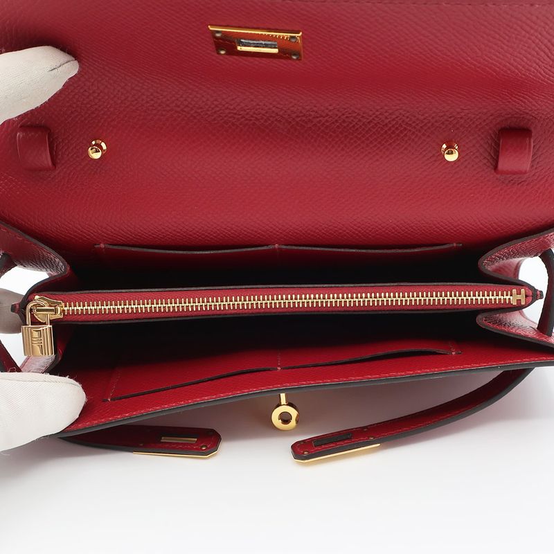 Hermes Kelly To-go- U Engraved Long Wallet Pouch Epson Bold- Gold