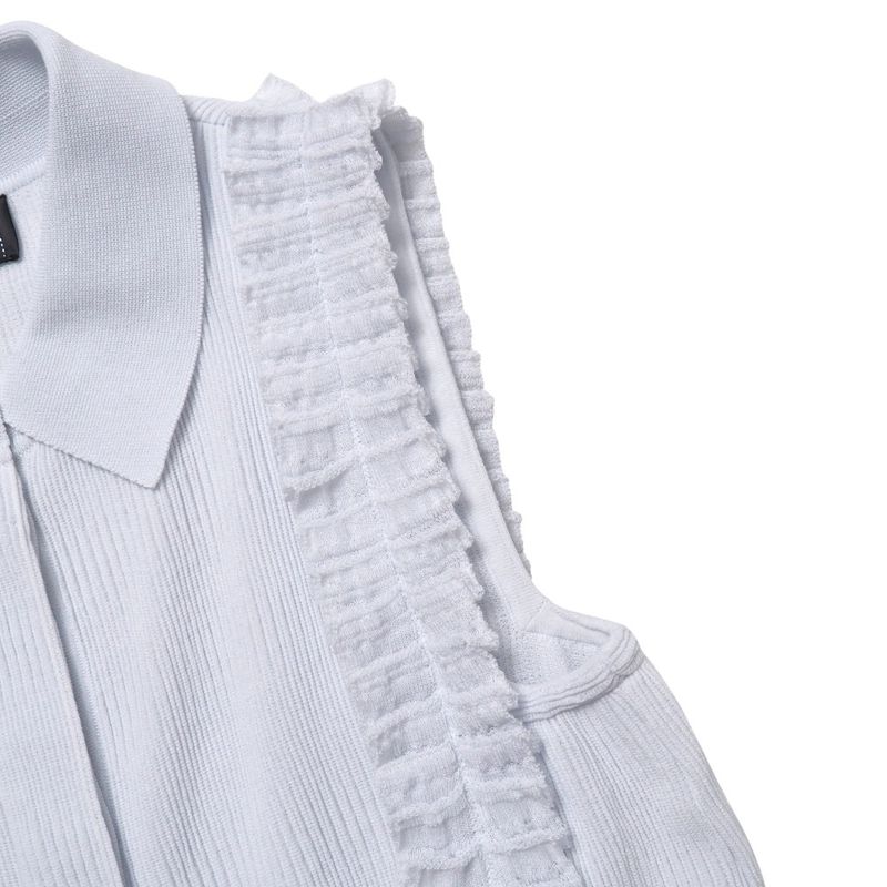 Chanel Dress Size 34 P54 Ruffle Embellishment Knit Sleeveless Dress With