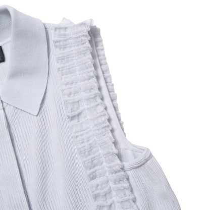 Chanel Dress Size 34 P54 Ruffle Embellishment Knit Sleeveless Dress With