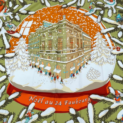 Hermes Carre 90 Noel Au 24 Faubourg Christmas At 24 Faubourg Silk Scarf