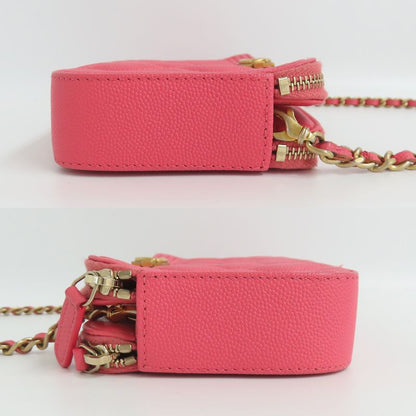 Chanel Boy Chanel Chain Clutch A84069 Wallet Bag Caviar Skin Pink