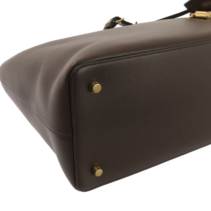 Celine - Conti Supple Calfskin Leather Handbag - Chesnut - Women's