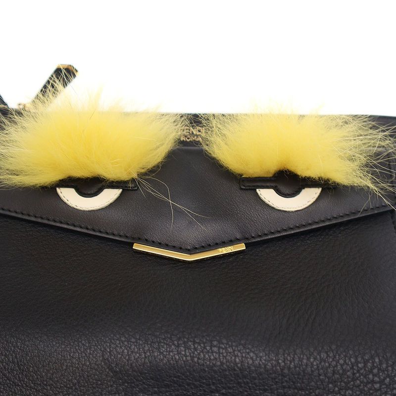 Fendi Back Bug Monster Leather Shoulder Bag 8m0362-41d Black