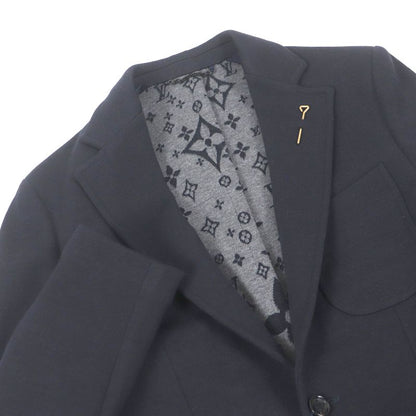 Louis Vuitton 21SS Wool Cotton Monogram Jersey Single Tailored Jacket Navy 46