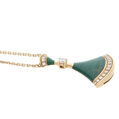Bulgari Diva Dream 351143 18K Yellow Gold Diamond And Malachite Necklace Ladies