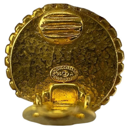 Chanel Coco Mark Faux Pearl Gold White Plated/faux Pearl Earrings Engraved 95A