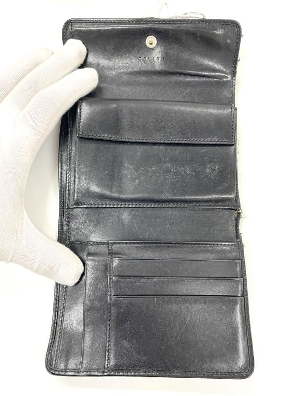 Celine Old Celine Vintage C Macadam Allover Jacquard And Leather Trifold Wallet