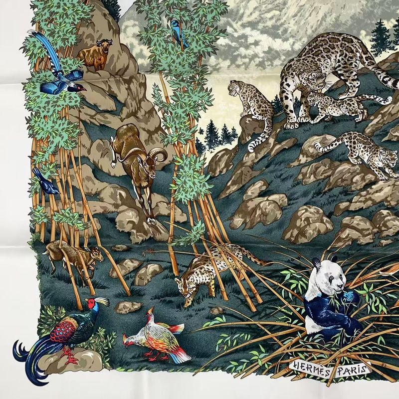 Hermes Carre 90 Sichuan Silk Scarf White With Box