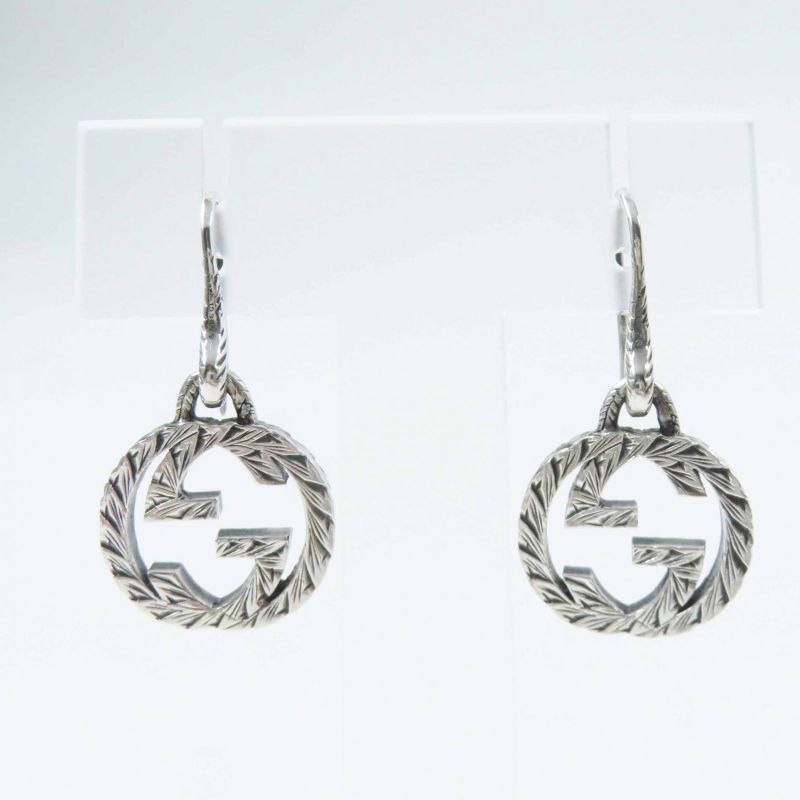 Gucci Interlocking G Arabesque Binaural Earrings Accessory Sv925 Silver With