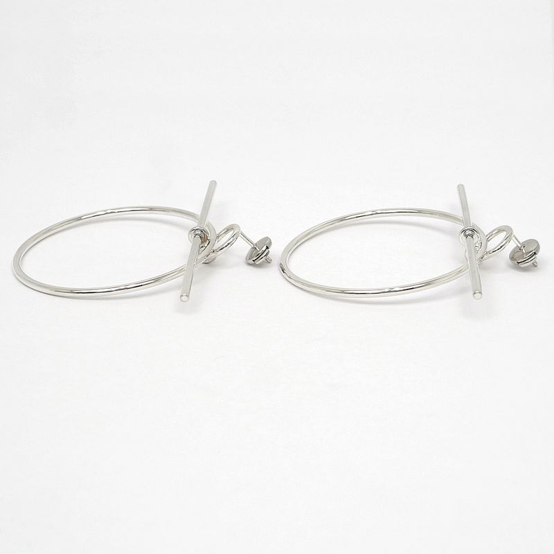 Hermes Earrings Loop MM Pair Ag925 SV Silver Jewelry Accessories Small