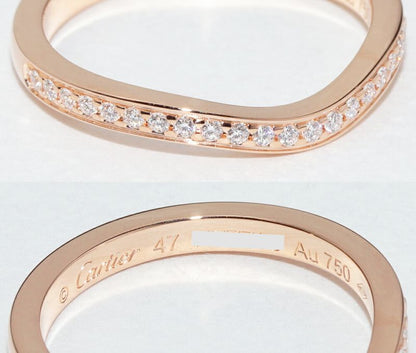 Cartier Ring 18K Pink Gold Diamond 26P (009ct) Ballerina Curved Wedding Ring